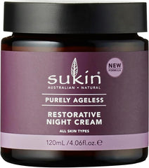 Sukin Purely Ageless Restorative Night Cream 120ml - with Ribose, Macadamia Oil, & Cocoa Butter; vegan friendly - plumps skin, fights the signs of ageing, reduces the appearance of wrinkles.