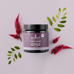 Sukin Purely Ageless Restorative Night Cream 120ml - with Ribose, Macadamia Oil, & Cocoa Butter; vegan friendly - plumps skin, fights the signs of ageing, reduces the appearance of wrinkles.