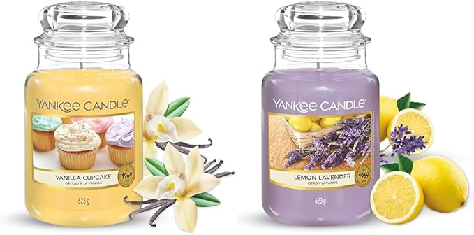 Yankee Candle Scented Candle | Vanilla Cupcake & Lemon Lavender Large Jar Candle | Up to 150 Hours Burn Time