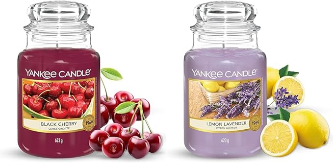 Yankee Candle Scented Candle | Black Cherry Large Jar Candle | Long Burning Candles: up to 150 Hours & Scented Candle | Lemon Lavender Large Jar Candle | Long Burning Candles: up to 150 Hours