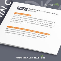 Nutravita Vitamin C Tablets 1100mg – 180 Premium Vegan and Vegetarian Tablets 3 Month Supply High Strength Ascorbic Nutravita Acid Vitamin C for The Immune System