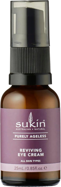 Sukin Purely Ageless Reviving Eye Cream 25ml - with Green Coffee; cruelty free & vegan friendly - antioxidant rich hydration to reduce the appearance of dark circles.