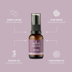 Sukin Purely Ageless Reviving Eye Cream 25ml - with Green Coffee; cruelty free & vegan friendly - antioxidant rich hydration to reduce the appearance of dark circles.