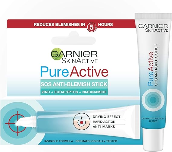 Garnier Pure Active SOS Anti-Blemish Stick 10ml, Fast Action Treatment For Spots & Blemishes, With Salicylic Acid & Eucalyptus & Niacinamide - Target & Reduce Appearance Of Blemishes In Just 5 Hours