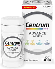 Centrum Advance Multivitamin Tablets for Men and Women, Vitamins with 24 Essential Nutrients, including Vitamin C, D, and Zinc, 100 ct (Packaging and Tablet colour may vary slightly)