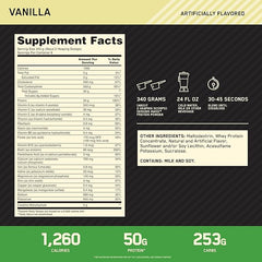Optimum Nutrition Serious Mass Protein Powder with Creatine, Glutamine, 25 Vitamins & Minerals, High Calorie Mass Gainer, Vanilla Flavour, 8 Servings, 2.73kg, Packaging May Vary