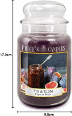 Price's - Fig & Plum Large Jar Candle - Sweet, Delicious, Quality Fragrance - Long Lasting Scent - Up to 150 Hour Burn Time