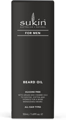 Sukin Australian Natural For Men Beard Oil Hydrates Your Beard and Helps Reduce Dandruff and Itching, Moisturising Combination of Natural Argan, Almond and Crambe Oil, Vegan, 50ml