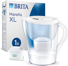 BRITA Marella XL Water Filter Jug White (3.5L) incl. 1x MAXTRA PRO All-in-1 cartridge - large-volume jug with digital LTI and Flip-Lid - now in sustainable Smart Box packaging