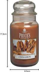 Price's - Cinnamon Large Jar Candle - Sweet, Delicious, Quality Fragrance - Long Lasting Scent - Up to 150 Hour Burn Time