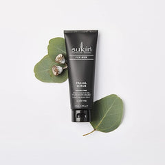 Sukin For Men Face Scrub 125ml - with Bamboo Powder & Walnut Shells; cruelty free & vegan friendly - exfoliates the skin and removes dirt particles and impurities.