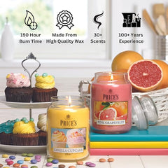 Price's - Cotton Powder Large Jar Candle - Sweet, Delicious, Quality Fragrance - Long Lasting Scent - Up to 150 Hour Burn Time