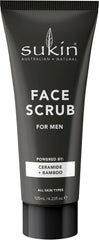 Sukin - Mens Face Scrub - Natural and Revitalising Face Scrub with Bamboo Powder, Walnut Shells, Ceramides, Sesame, Jojoba Oil and More - Skin Care for Men - 125ml