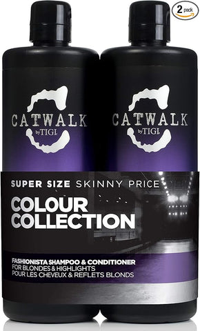 Catwalk by TIGI - Fashionista Purple Shampoo and Conditioner Set - Professional Blonde Enhancing Hair Treatment - Ideal for Blonde Hair - 2x750ml
