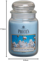 Price's - Cotton Powder Large Jar Candle - Sweet, Delicious, Quality Fragrance - Long Lasting Scent - Up to 150 Hour Burn Time
