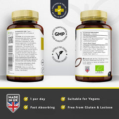 Nutravita Organic Lions Mane Mushroom 1500mg - 120 High Strength Vegan Capsules (Not Powder) Lions Mane Supplement with Organic Black Pepper