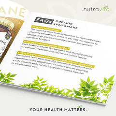 Nutravita Organic Lions Mane Mushroom 1500mg - 120 High Strength Vegan Capsules (Not Powder) Lions Mane Supplement with Organic Black Pepper