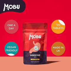 Mobu-Digestive Enzymes 120 Tablets | Contains Digezyme, Amylase, Lactase, Lipase | Gut Health & Digestion Support