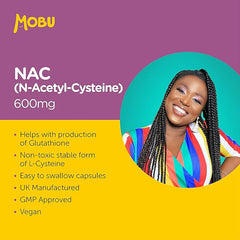 Mobu-N-Acetyl Cysteine (NAC) 600mg | 120 Vegan Capsules | High Bioavailability NAC Supplement | Amino Acids
