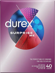 Durex Surprise Me Condoms, 40s, Variety Pack, Thin Feel, Originals Extra Safe, Pleasure Me, Tickle Me, Easy On Shape, Teat Ended