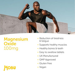 Mobu-Magnesium Oxide 100mg 120 Tablets | Muscle Function, Muscle Cramp Relief, Reduced Tiredness & Fatigue