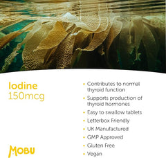 Mobu-Iodine Tablets 150mcg 120 Tablets | High Strength Potassium Iodide | Natural Source of Iodine from Potassium Iodide