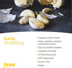 Mobu-Garlic 10,000mg 120 Tablets | Heart Health & Circulation | Contributes to Normal Muscle Function, Heart and Immune Health