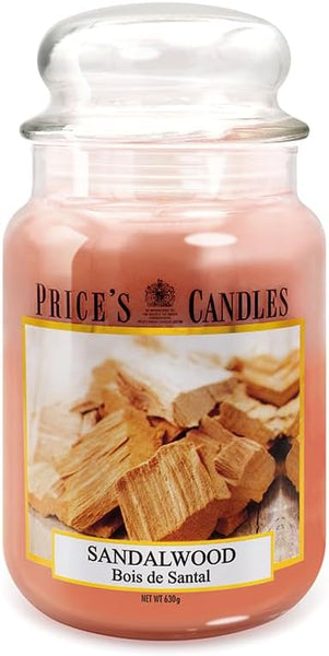 Price's - Sandalwood Large Jar Candle - Woody, Delicious, Quality Fragrance - Long Lasting Scent - Up to 150 Hour Burn Time