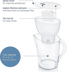 BRITA Marella XL Water Filter Jug White (3.5L) incl. 1x MAXTRA PRO All-in-1 cartridge - large-volume jug with digital LTI and Flip-Lid - now in sustainable Smart Box packaging