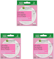 Garnier Micellar Reusable Makeup-Remover Eco Pads, 3 Micro Fibre Pad (Pack of 3)