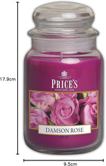Price's - Damson Rose Large Jar Candle - Sweet, Delicious, Quality Fragrance - Long Lasting Scent - Up to 150 Hour Burn Time