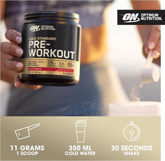 Optimum Nutrition Gold Standard Pre Workout Powder, Energy Drink with Creatine Monohydrate, Beta Alanine, Caffeine and Vitamin B Complex, Food Supplement, Blue Raspberry Flavour, 30 Servings, 330 g