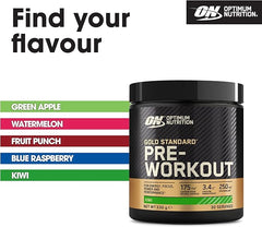 Optimum Nutrition Gold Standard Pre Workout Powder, Energy Drink with Creatine Monohydrate, Beta Alanine, Caffeine and Vitamin B Complex, Nutrition Supplement, Kiwi Flavour, 30 Servings, 330 g