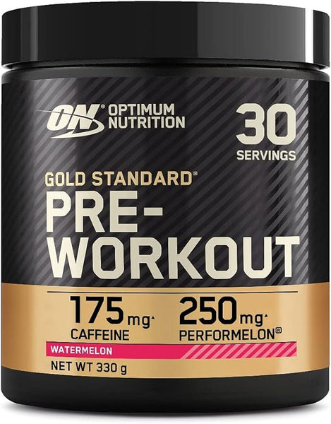 Optimum Nutrition -Gold Standard Pre Workout Powder, Energy Drink with Creatine Monohydrate, Beta Alanine, Caffeine and Vitamin B Complex, Nutrition Supplement, Watermelon Flavour, 30 Servings, 330 g