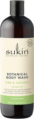 Sukin Soap-Free, Lime & Coconut Botanical Body Wash 500ml - stimulates the senses with zesty citrus & Coconut while leaving skin clean and fresh - with Essential Oils; cruelty free & vegan friendly.