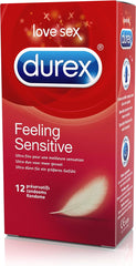 Durex Thin Feel Condoms, Regular Fit, 12s, Secure, Natural Latex, with Silicone Lube, Easy On Shape, More Sensitivity