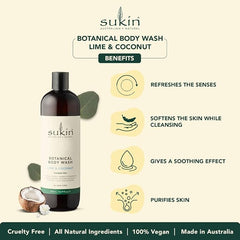 Sukin Lime & Coconut Botanical Body Wash (Pack of 2)