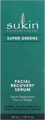 Sukin Super Greens Facial Recovery Serum 30ml- with Acai & Goji Berry; cruelty free & vegan friendly - has a light consistency for speedy absorption & infused detoxifying ingredients.