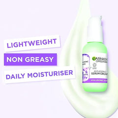 Garnier Organic Lavandin & Hyaluronic Acid Serum Cream, 2in1 Formula With Hyaluronic Acid serum & Hydrating Moisturiser, Replumps Skin & Reduces Fine Lines, Organic & Vegan Formula, 50ml