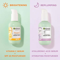 Garnier Organic Lavandin & Hyaluronic Acid Serum Cream, 2in1 Formula With Hyaluronic Acid serum & Hydrating Moisturiser, Replumps Skin & Reduces Fine Lines, Organic & Vegan Formula, 50ml