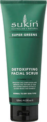 Sukin Super Greens Face Scrub 200g - with Kale, Spirulina & Pineapple; cruelty free & vegan friendly -polishes leaving the skin smooth and free of impurities.