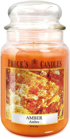 Price's - Amber Large Jar Candle - Sweet, Delicious, Quality Fragrance - Long Lasting Scent - Up to 150 Hour Burn Time