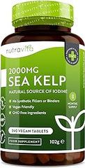 Nutravita Sea Kelp 2000mg - Natural Source of Iodine - 240 Vegan Tablets (8 Month Supply) - GMO Free Supplement
