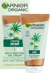 Garnier Organic Hemp Multi-Restore Gel Cream 50 ml, Soothing & Hydrating Moisturiser for Stressed & Sensitive Skin, Enriched with Vitamin E & Organic Hemp Seed Oil