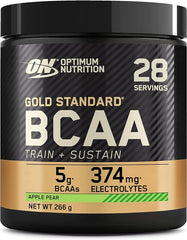 Optimum Nutrition Gold Standard BCAA Train + Sustain, Amino Acids Pre Workout Powder, Sports Drink with Vitamin C, Zinc, Magnesium and Electrolytes, Apple and Pear Flavour, 28 Servings, 266 g