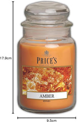 Price's - Amber Large Jar Candle - Sweet, Delicious, Quality Fragrance - Long Lasting Scent - Up to 150 Hour Burn Time
