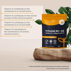 Nutravita Vitamin D3 4000 iu & Vitamin K2 100μg (MK7) – 180 Vegetarian Tablets – 6 Month Supply Vitamin D Supplement for Bones, Muscles & Immune System