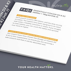 Nutravita Vitamin D3 4000 iu & Vitamin K2 100μg (MK7) – 180 Vegetarian Tablets – 6 Month Supply Vitamin D Supplement for Bones, Muscles & Immune System