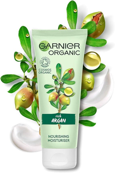 SkinActive Face Garnier Organic Argan Nourishing Daily Face Moisturiser Day Cream for Dry and Sensitive Skin, Aloe Vera,s 50 ml