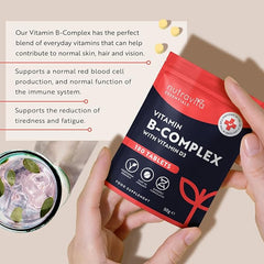 Nutravita Vitamin B Complex - 180 High Strength Tablets (6 Months Supply) - All 8 B Vitamins B1-B2-B5-B6-B12, Biotin, Folic Acid and Vitamin D3 - Reduction of Tiredness & Fatigue